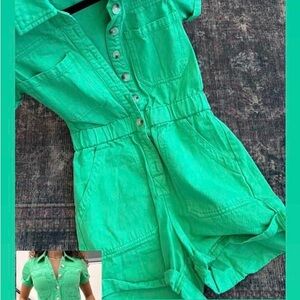 Cannon Green Button-Up Romper
